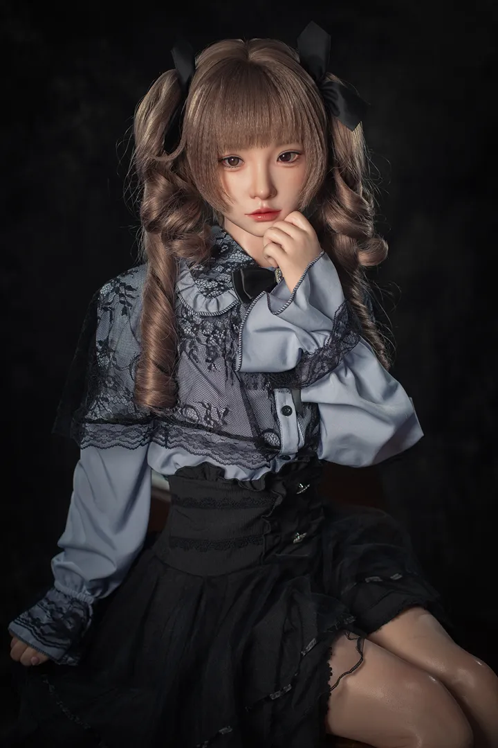 148cm (4ft10) B-Cup Gaya Gothic Lolita Silikon Anak Patung Seks Xiaorou, ROS Kepala #103B
